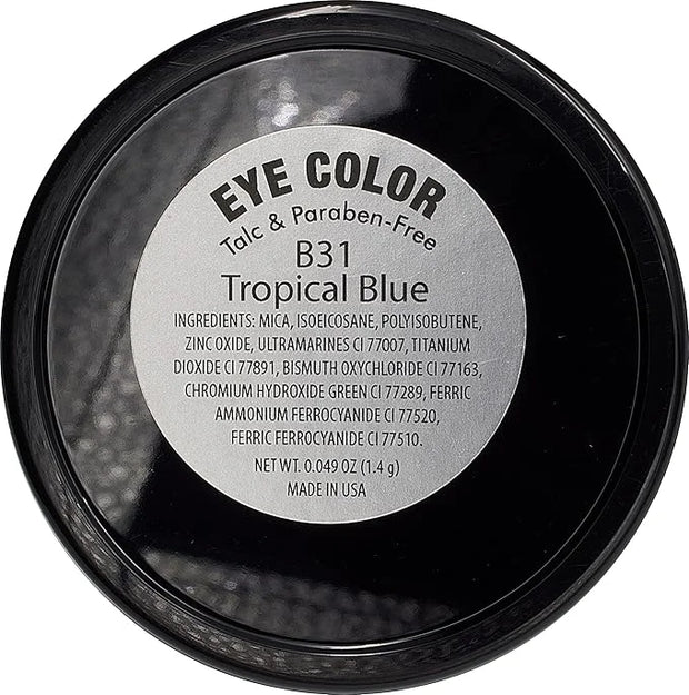 Tropical Classic Blue Shimmering Pressed Powder Single Vegan Eyeshadow; Talc, Paraben & Cruelty Free - Product Image