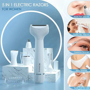 5 in 1 Facial Hair Removal and Bikini Hair Trimmer for Women, Nose Eyebrow pubic Hair Trimmer,Replaceable Electric Razors,...
