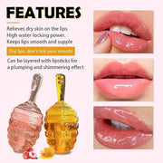 Honey Lip Oil Set, 2pcs Moisturizing Cute Lip Gloss Gift Set, Jelly Honey Lip Oil Gloss, Colorless Lip Care Oils For Very ...