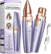 Eyebrow Facial Trimmer: 2 in1 Rechargeable Facial Hair Removal and Eyebrow Shaver - Face Lips Body Painless Facial Razor w...