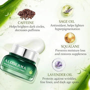 Aloderma Brightening Eye Cream with Organic Aloe Vera - Hydrating Effect for Dark Circles & Puffiness with Caffeine & Sage...