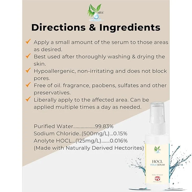 VoilaVe Pure Hypochlorous Acid Serum, Anti-Wrinkle Hypochlorous Acid Face Serum for Redness - Reduce Dryness, Skin Irritat...