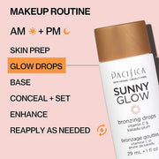 Pacifica Sunny Glow Liquid Face Bronzer Drops - Face Makeup Bronzing For Face & Cheeks for Instant Sun-Kissed Glow - Vitam...