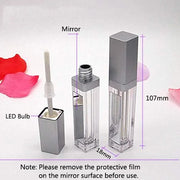10 Pcs 7.5ml Plastic Square Clear Lip Gloss Tubes Vials with Mirror LED Light Lip Glaze Tube Bottles Refillable Makeup Lip...