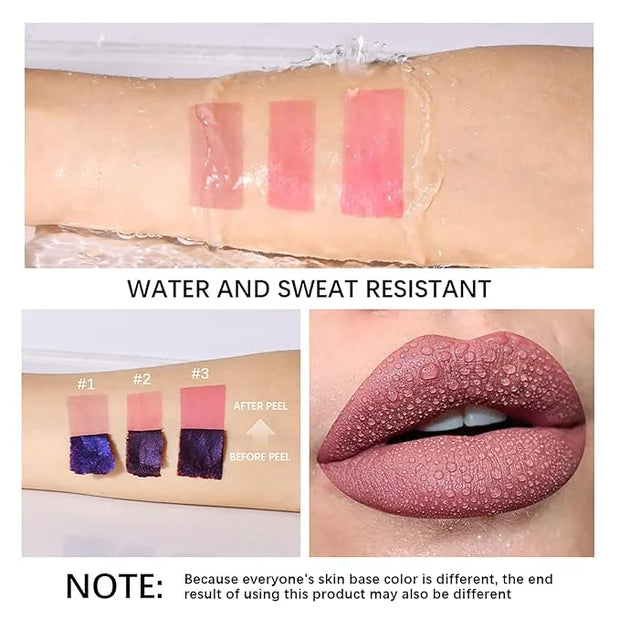 3Pcs Peel-Off Lip Tint Set - Tattoo Lip Stain Kit in 3 Vibrant Colors, Long-Lasting Matte Finish, Moisturizing Peel-Off Li...