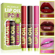 3 Colors Fat Lip Oil, Click Slick Moisturizing and Long-lasting Lip Balm, Non-stick and High Pigment Lip Glow Oil, Lightwe...