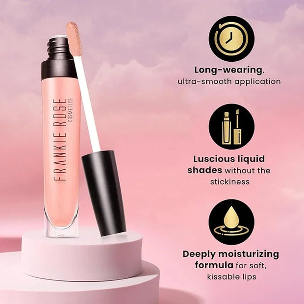 Frankie Rose Cosmetics Lip Gloss | Non-Sticky Formula, Long Lasting Lip Gloss, Bold Pigment & Hydrating Lip Gloss, Girl Bo...