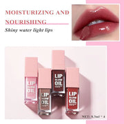 Glow Lip Oil Set, 4 Colors Tinted Glow Lip Oil Set, Hydrating Transparent Moisturizing Plumping Non-Sticky Big Brush Head ...