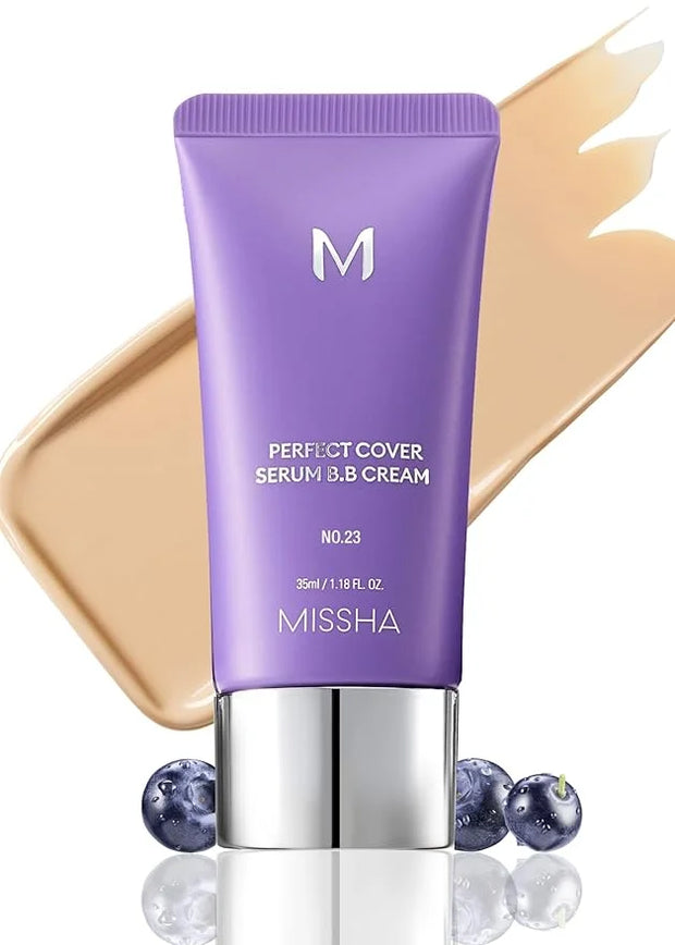 MISSHA M PERFECT COVER SERUM BB CREAM No.23 Natural Beige-Light/Medium with Cool/Neutral Undertone, Skin Tint, Tinted Mois...