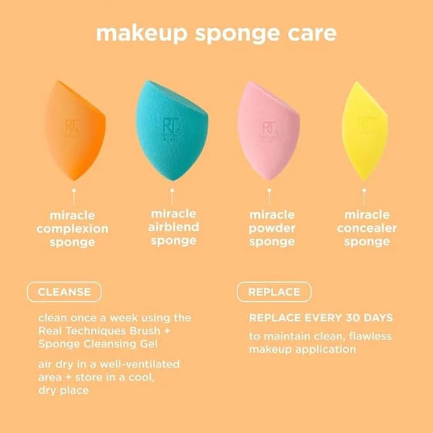 Real Techniques 6 Pack Assorted Makeup Blending Sponges, 3 Miracle Makeup Sponges, For Blending, Baking, And Setting, Use ...