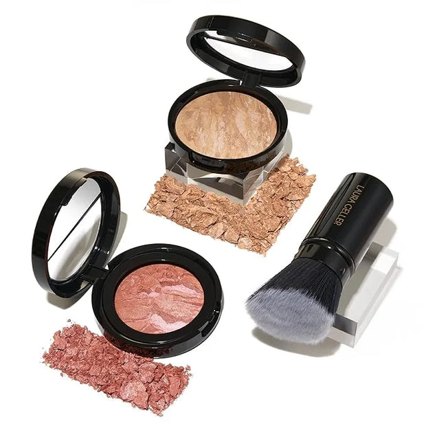 Blush-n-Glow Kit (3 PC): LAURA GELLER NEW YORK Baked Balance-N-Glow Illuminating CC Powder Foundation Light, Retractable K...