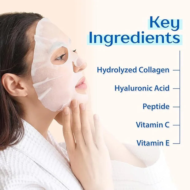 Ebanel 15 Pack Collagen Peptide Hydrating Face Masks, Instant Brightening Firming Anti Aging Face Sheet Masks, Moisturizin...