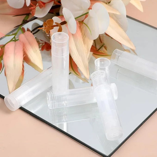 Lip Gloss Clear 50Pcs Empty Lipstick Tubes Transparent Plastic Empty Lip Balm Containers Lip Gloss Holders Empty Lip Gloss...