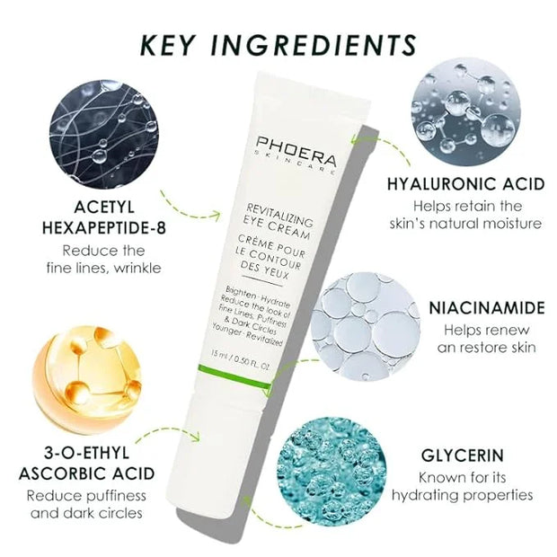Phoera Revitalizing Eye Cream Brighten Hydrate Reduce The Fine Lines, Dark Circle Wrinkles And Puffiness For Men And Women...