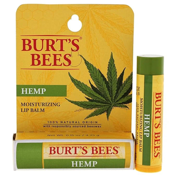 Burts Bees 100% Natural Origin Moisturizing Lip Balm, Hemp with Beeswax, 0.15 Oz - Product Image