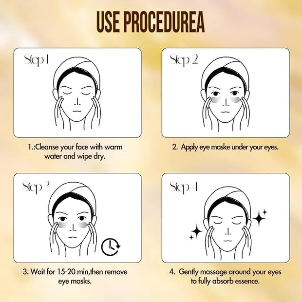 GEMERRY Under Eye Patches 60 Pcs - 24K Gold Under Eye Patches for Puffy eyes, Dark Circles, and Smooth Wrinkles, Perfect G...