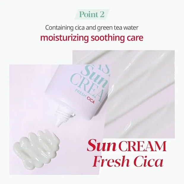 Espoir Water Splash Sun Cream Fresh Cica 2 oz SPF50+ PA++++ | Moisturizing and Soothing Vegan Sun Block Skin Care with Gre...