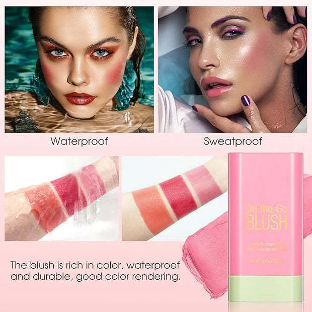 Blush Stick for Cheeks - Cream Makeup Blush Wand, Solid Moisturizer Stick for Cheeks Tint, Natural Blendable Waterproof Ko...