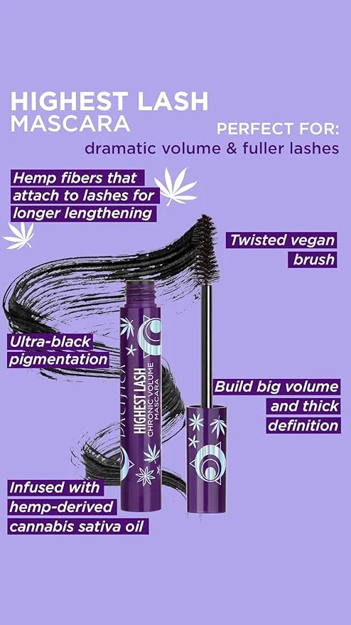 Pacifica Beauty, Highest Lash Chronic Volume Mascara, Black, Lash Lift + Conditioning, Vitamin B + Coconut, Silicone, Sulf...