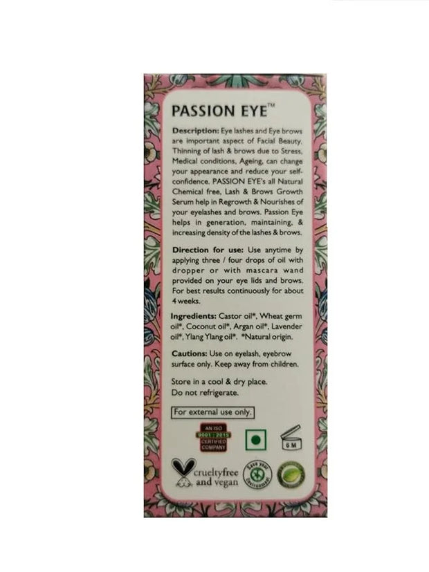 Eyelash Growth Serum | Organic Eyebrow Serum, Reduces thinning of lash & brow Infused with Castor Oil | Helps regrowth Nat...