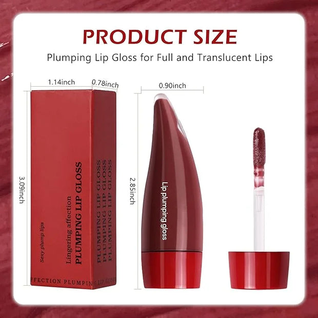 Hydrating Lip Glow Oil, Lip Plumper Gloss Lip Tint Stain, Pigmented Plumping Lip Gloss, Nourishing Non-Sticky Vegan, Gloss...