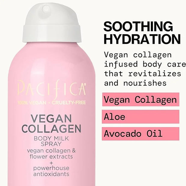 Pacifica Spray Lotion for Body - Vegan Collagen Body Milk Spray – Hydrating Moisturizer Mist Fast-Absorbing Instantly Hydr...