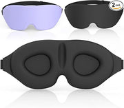 Sleep Eye Mask for Men Women 3D Contoured Cup, Concave Molded, Block Out Light, Molded Soft Comfort Eye Shade with Adjusta...
