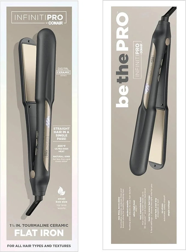 INFINITIPRO BY CONAIR Tourmaline Ceramic Flat Iron, 1 1/4-inch Digital Hair Straightener - Product Image