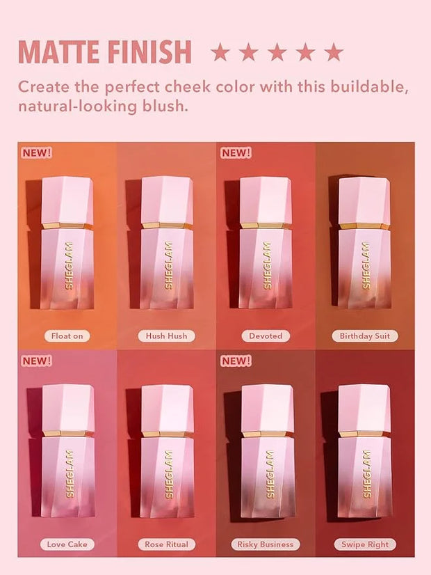 SHEGLAM Color Bloom Liquid Blush Makeup for Cheeks Matte Finish - Love Cake - Product Image