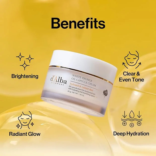 d'alba Piedmont Italian White Truffle Oil Capsule Cream, Glass Skin with Vita-Cera Oil Capsules, Deep Hydration Face Moist...