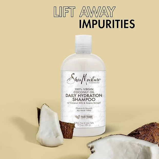 SheaMoisture Virgin Coconut Shampoo, Daily Hydration – Color-Safe Formula with Organic Shea Butter for All Types, Curly Ha...