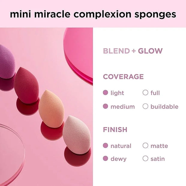 Real Techniques Mini Miracle Complexion Sponge 4 Pack, Small Makeup Blending Sponges, For Foundation & Concealer, Mini Siz...