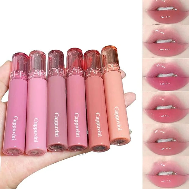 6 PCS Hydrating Plumping Lip Gloss Tinted Lip Balm Set,Mirror Liquid Water Glow Lipstick,Long Lasting Waterproof Moisturiz...