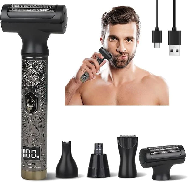 Electric Shaver for Men & Women, 2025 Wet Dry Cordless Razor with LED Display, Rechargeable Hair Remover with 4 Grooming H...
