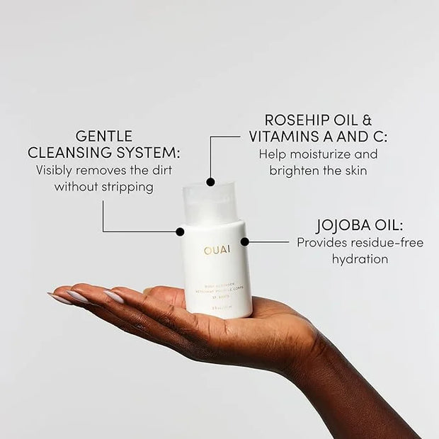 OUAI Body Cleanser, St. Barts Travel Size - Foaming Body Wash with Jojoba Oil & Rosehip Oil to Hydrate, Balance & Soften S...