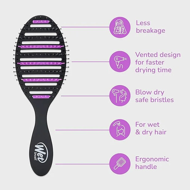 Wet Brush Refresh and Extend Speed Dry Black Detangling Hair Brush -Vented Design Ultra Soft HeatFlex Bristles Are Blow Dr...