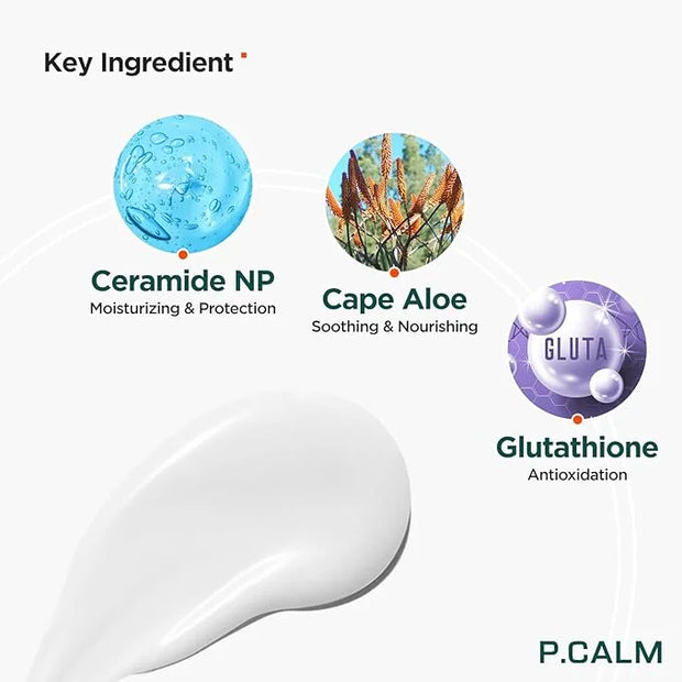 P.CALM Water Barrier Moisturizing Sun Cream Matte-Finish No White Cast SPF 50+ PA++++ Vegan Calming Moisture Daily Sunscre...