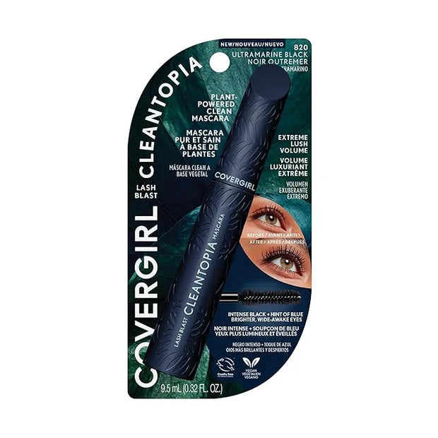 Covergirl Lash Blast Cleantopia, 820 Ultramarine Black, Mascara, Volumizing Mascara, Vegan Formula, Conditions Lashes, Cle...