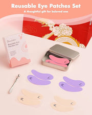 5 Pairs Reusable Under Eye Wrinkle Patches Silicone Mask, Plump Fine Lines & Wrinkles, with Metal Eye Cream Applicator, Ti...