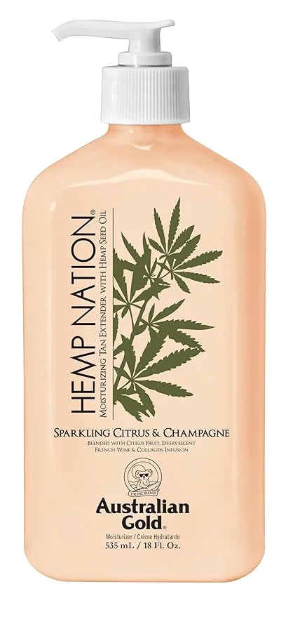 Australian Gold Hemp Nation Sparkling Citrus & Champagne Bundle - Tan Extender Body Lotion (18 FL Oz) & Body Wash (8 FL Oz...