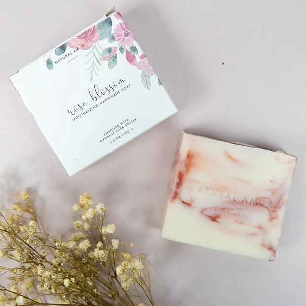 Natural Amor Rose Spa Gifts for Women,8pcs Self Care Box Including Soap Bar, Natural Clay Mask, Bath Butter for Mothers Da...