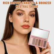 6 Colors Mini Naked Eyeshadow Makeup Palette Caramel & Bronzed Neutral Tone Eye Shadow Matte & Shimmer Nude Make Up Pallet...