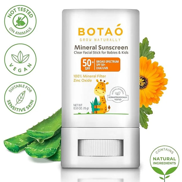 baby Mineral Sunscreen Stick 100% Zinc Oxide SPF 50+ Water Resistant UVA/UVB Protection Easy to Apply Fragrance Free, babi...