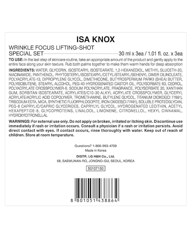 ISA KNOX Wrinkle Focus Shot - Eye Wrinkle Cream Set. Powerful Moisturizer for Fine Lines, Elasticity Strengthening Serum f...