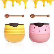 2PCS Bee Lip Balm Honey Pot,Honey Balm（Honey+Strawberry）