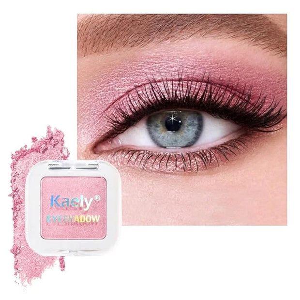Kaely Pressed Single Eyeshadow Makeup, Pink Shimmer Highly Pigmented Monochrome Eye Shadow Palette, Waterproof Neutral Pow...