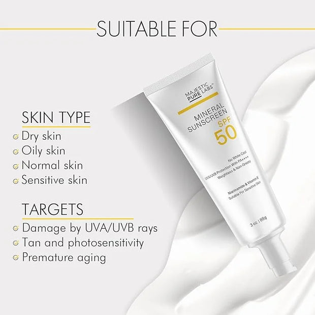 100% Mineral Sunscreen with Zinc Oxide & Titanium Dioxide | Blends Seamlessly for Healthy Glow with Vitamin E & Niacinamid...