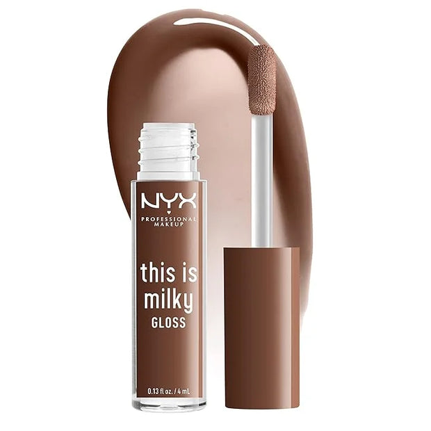 NYX PROFESSIONAL MAKEUP This Is Milky Gloss, Vegan Lip Gloss, 12 Hour Hydration - Milk The Coco (Chocolate Brown) - Produc...