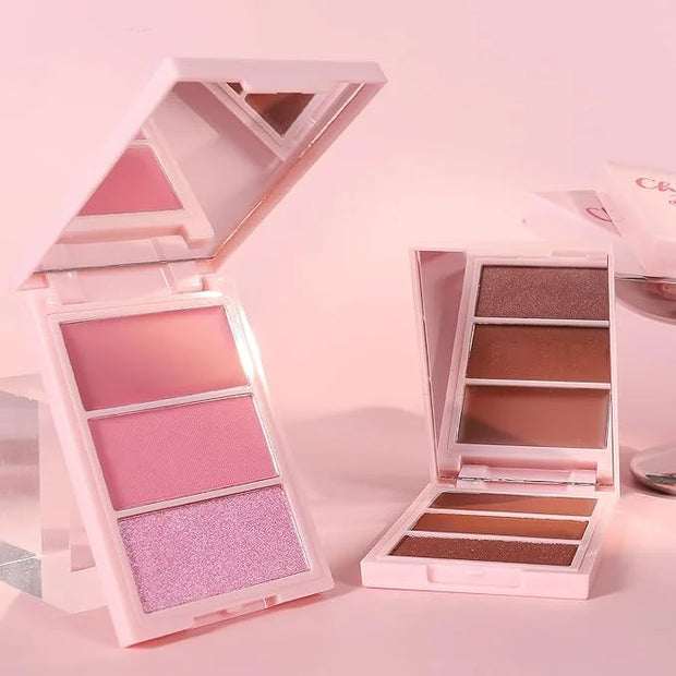 3D Blush Palette, Multi-Use Makeup Contour Pressed Powder Long-Lasting Pigment Cheekbones Contouring Blush Blendable Natur...