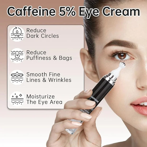 Caffeine Eye Cream for Puffiness & Dark Circles, Under Eye Cream for Puffy Eyes, Eye Bags & Wrinkles, 2 PCS Anti Aging Eye...